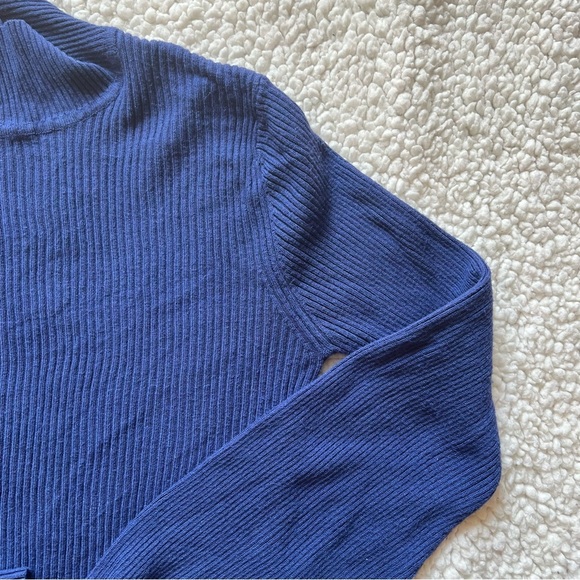 Dynamite Blue Ribbed  Turtleneck Sweater - Picture 3 of 5